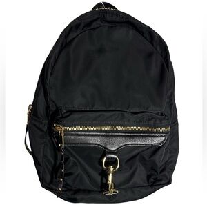 Rebecca Minkoff Black Nylon Backpack with Gold color Hardware